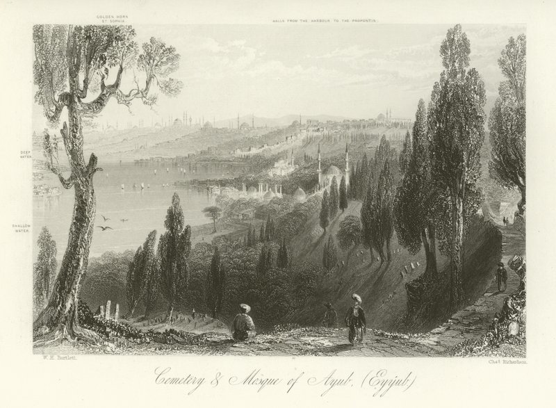 Ayub Mezarlığı ve Camii, Konstantinopolis by William Henry Bartlett