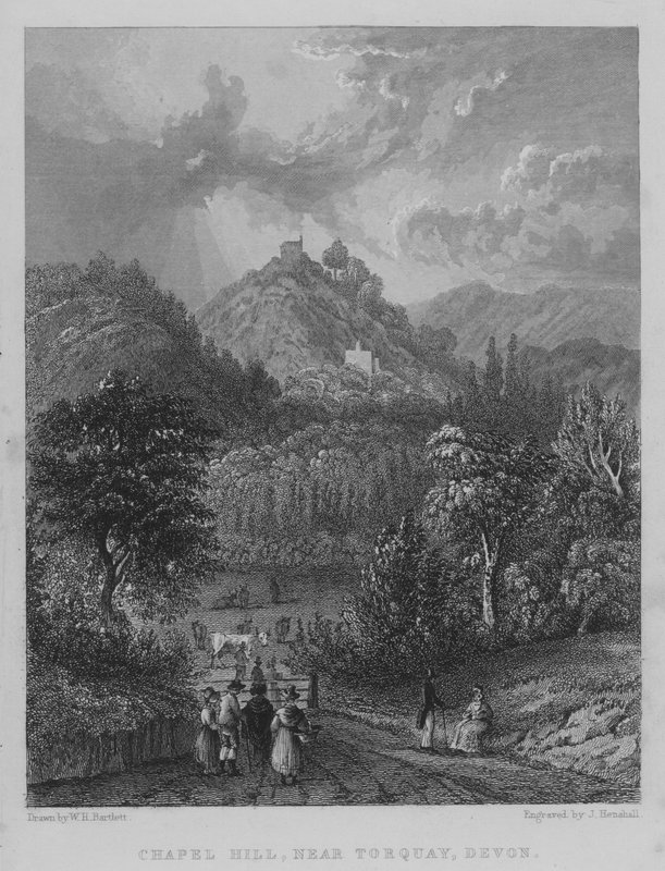 Torquay, Devon yakınlarındaki Şapel Tepesi (gravür) by William Henry Bartlett
