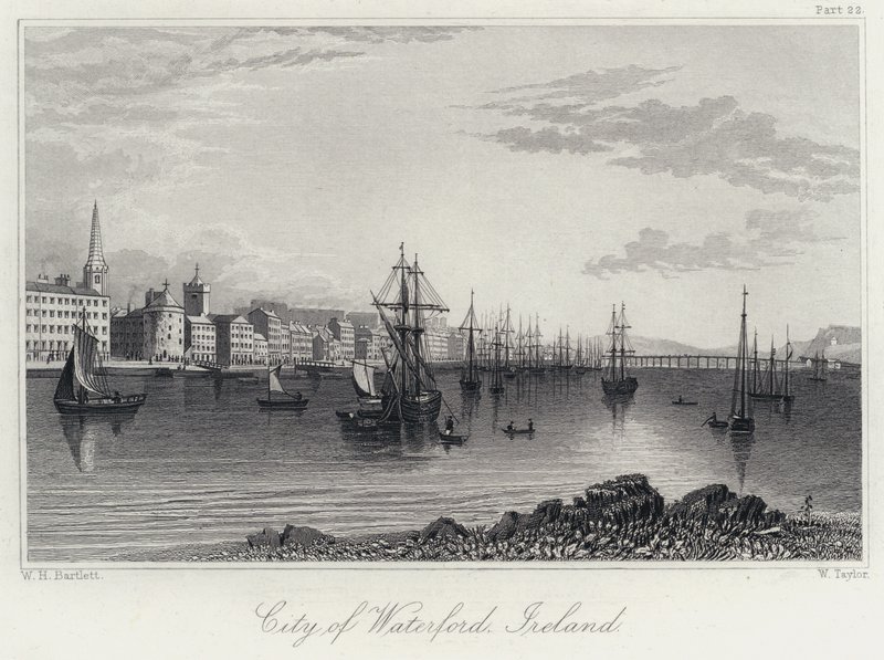 Waterford Şehri, İrlanda (gravür) by William Henry Bartlett