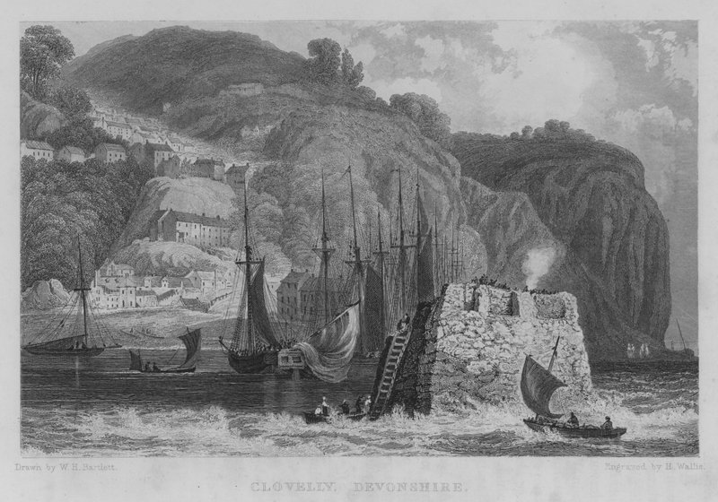 Clovelly, Devonshire (gravür) by William Henry Bartlett