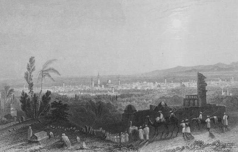 Şam, yukarıdan Salahyeh by William Henry Bartlett