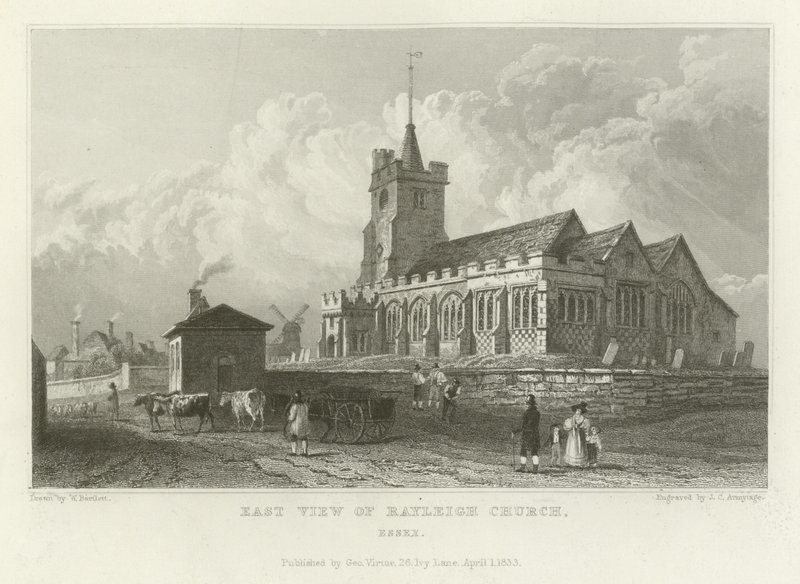 Rayleigh Kilisesi'nin Doğu Görünümü, Essex by William Henry Bartlett
