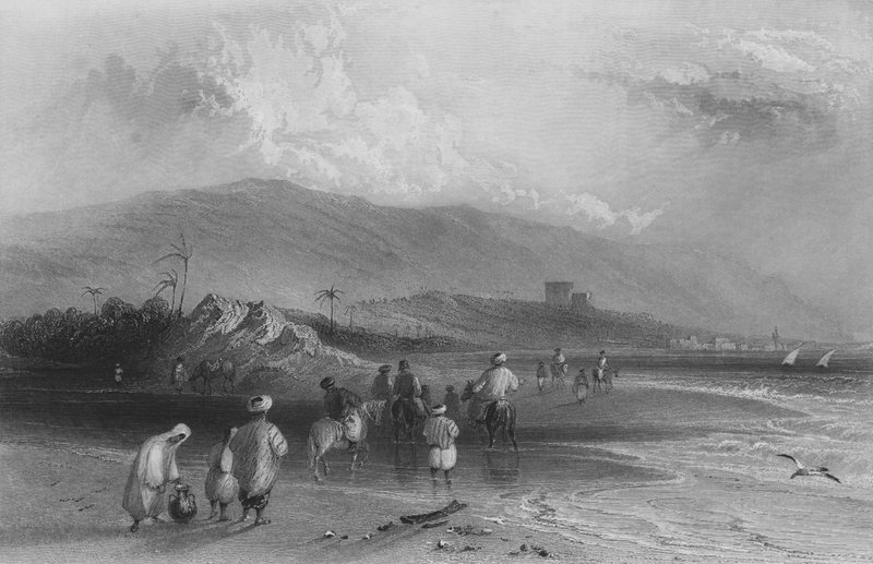 Kishon Nehri Ford, Acre Körfezi by William Henry Bartlett