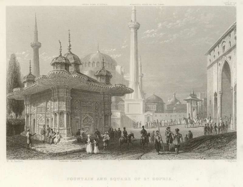 Çeşme ve Ayasofya Meydanı, Konstantinopolis by William Henry Bartlett