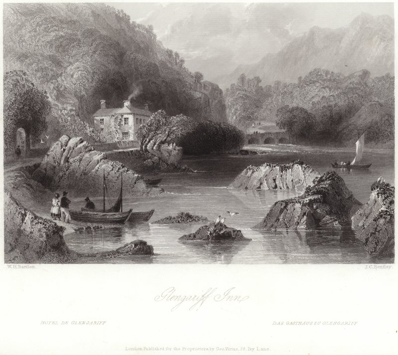ಟರ್ಕ್ ಕೌಂಟಿ ಕಾರ್ಕ್‌ನಲ್ಲಿರುವ ಗ್ಲೆನ್‌ಗರಿಫ್ ಇನ್ by William Henry Bartlett
