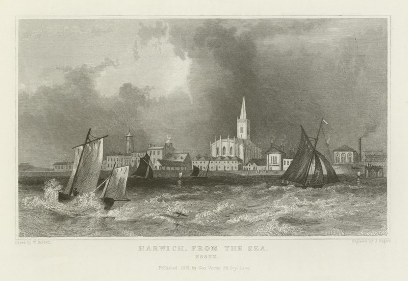 Harwich, Denizden, Essex by William Henry Bartlett
