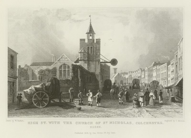 St Nicholas Kilisesi, Colchester, Essex ile High Street by William Henry Bartlett