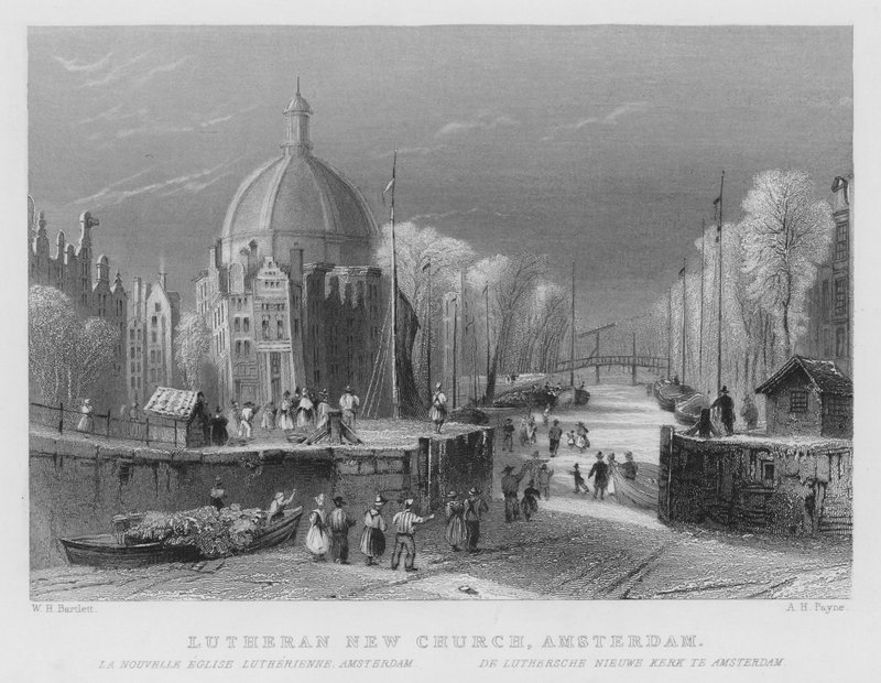 Lutheran Yeni Kilisesi, Amsterdam (gravür) by William Henry Bartlett