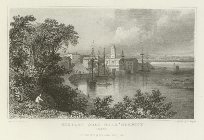 Mistley Quay, Harwich, Essex yakınlarında by William Henry Bartlett