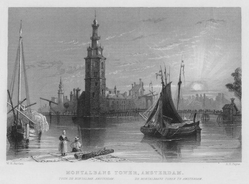 Montalbans Kulesi, Amsterdam (gravür) by William Henry Bartlett