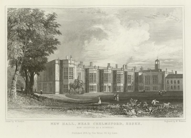 Chelmsford, Essex yakınlarındaki New Hall, şimdi bir Rahibe Manastırı olarak kullanılıyor by William Henry Bartlett