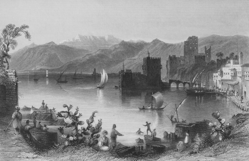 Beyrut Limanı, Antik Berothai by William Henry Bartlett