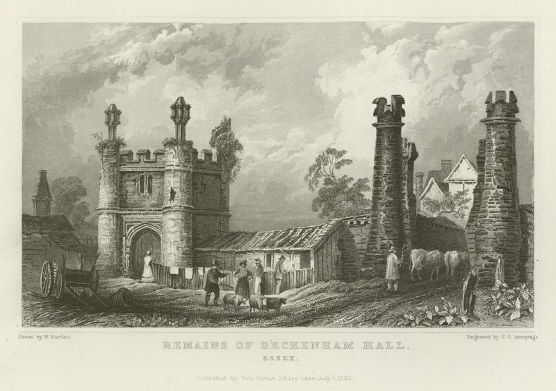 Beckenham Hall, Essex kalıntıları by William Henry Bartlett