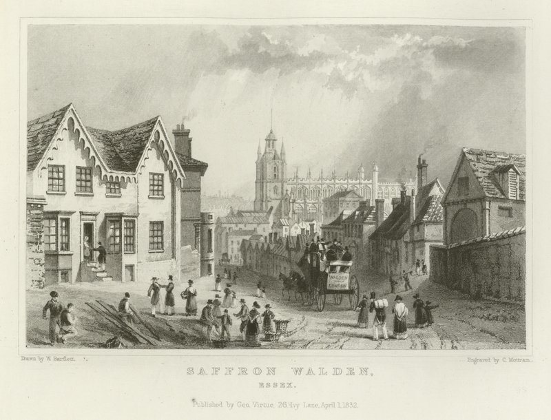 Safran Walden, Essex by William Henry Bartlett