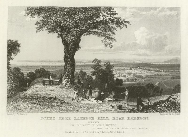 Horndon, Essex yakınlarındaki Laindon Tepesi'nden bir sahne by William Henry Bartlett