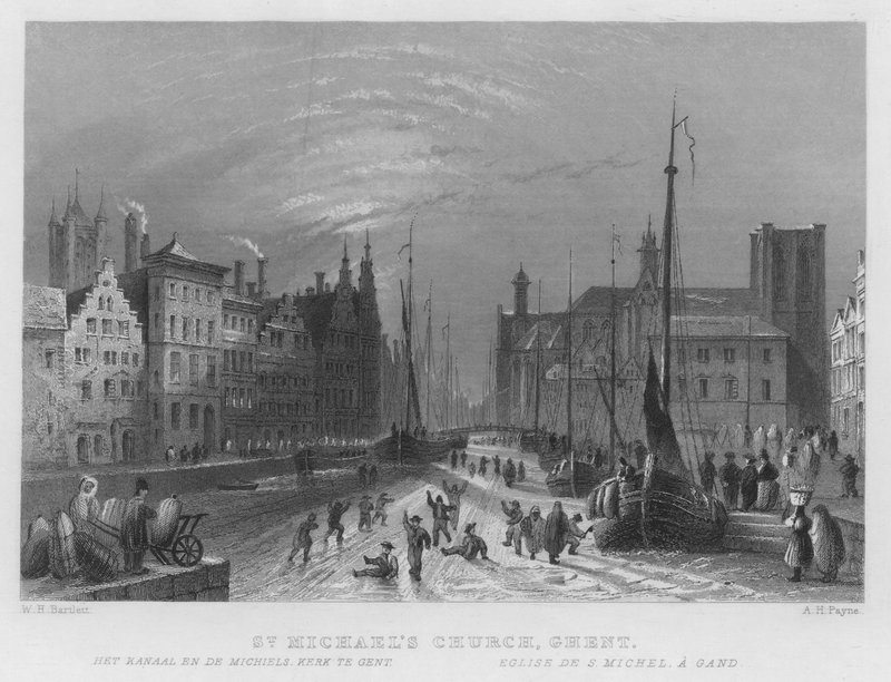 St Michael Kilisesi, Gent (gravür) by William Henry Bartlett
