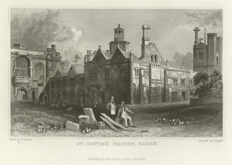 Aziz Osyth Manastırı, Essex by William Henry Bartlett