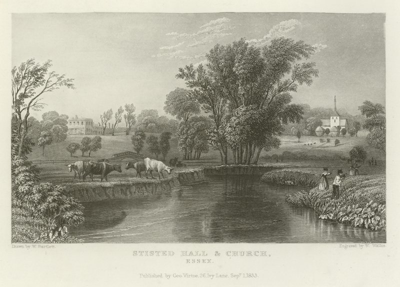 Stisted Hall ve Kilise, Essex by William Henry Bartlett