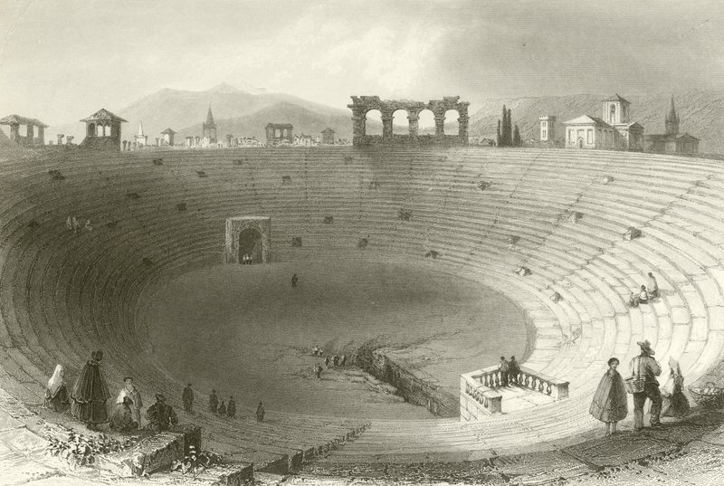 The Amphitheatre, Verona  by William Henry Bartlett