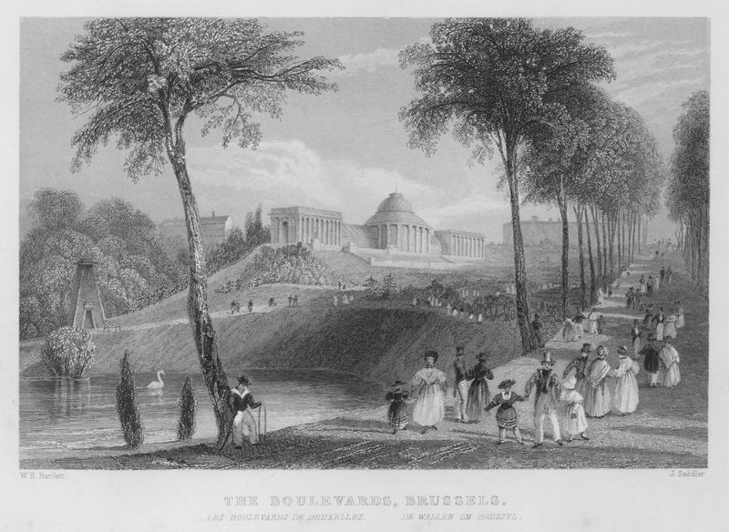 Boulevards, Brüksel (gravür) by William Henry Bartlett