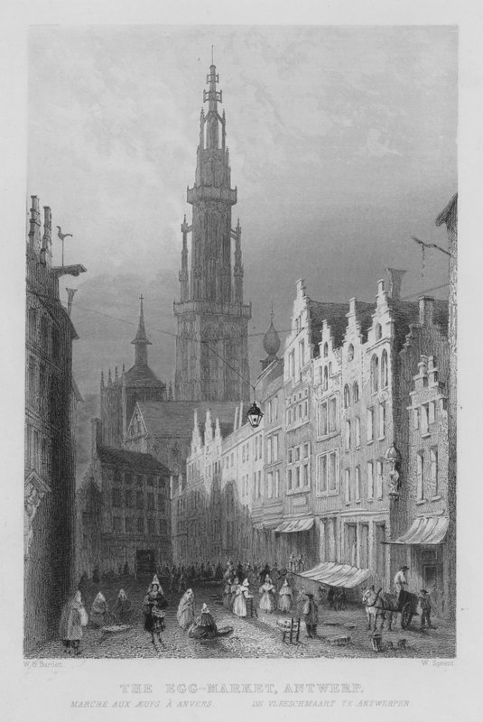 Yumurta Pazarı, Anvers (gravür) by William Henry Bartlett