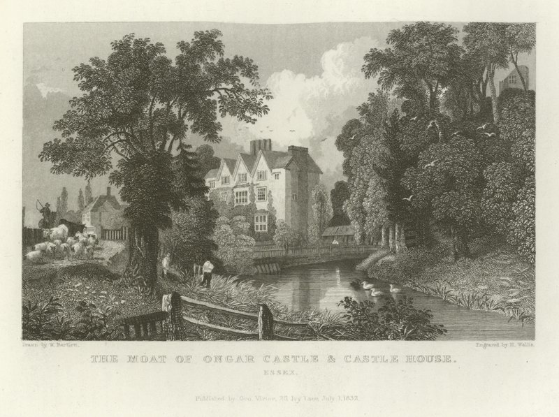 Ongar Kalesi Hendeği ve Kale Evi, Essex by William Henry Bartlett