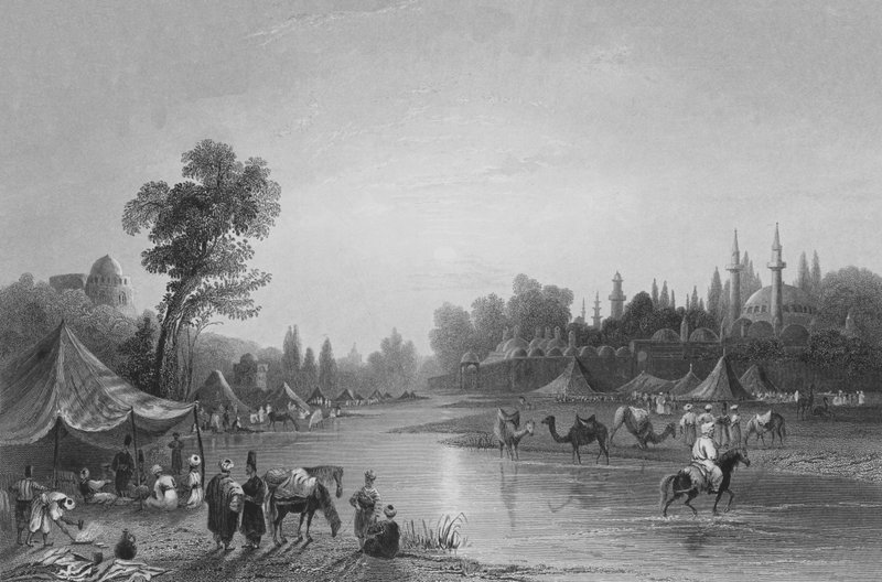The River Barrada, the Ancient Pharpar, a River of Damascus  by William Henry Bartlett