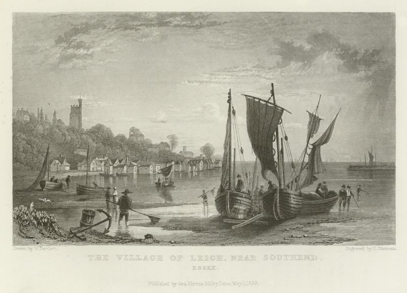 Southend, Essex yakınlarındaki Leigh Köyü by William Henry Bartlett