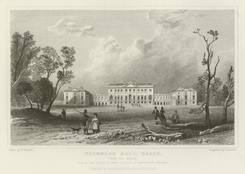 Thorndon Hall, Essex, Kuzeyden, Lord Petrie'nin Makamı by William Henry Bartlett