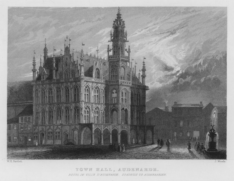 Belediye Binası, Audenarde (gravür) by William Henry Bartlett