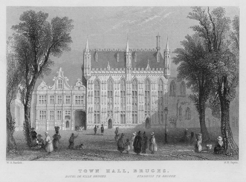 Belediye Binası, Brugge (gravür) by William Henry Bartlett