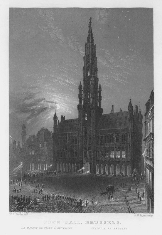Belediye Binası, Brüksel (gravür) by William Henry Bartlett
