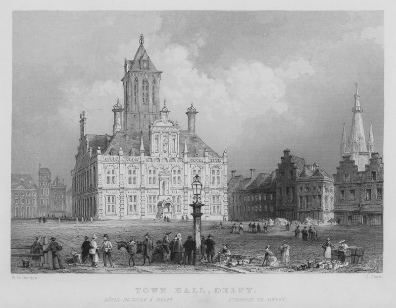 Belediye Binası, Delft (gravür) by William Henry Bartlett