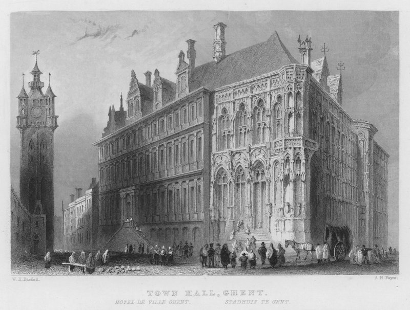 Belediye Binası, Gent (gravür) by William Henry Bartlett