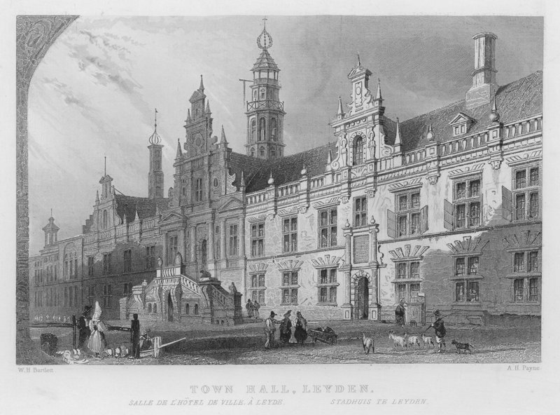 Belediye Binası, Leyden (gravür) by William Henry Bartlett