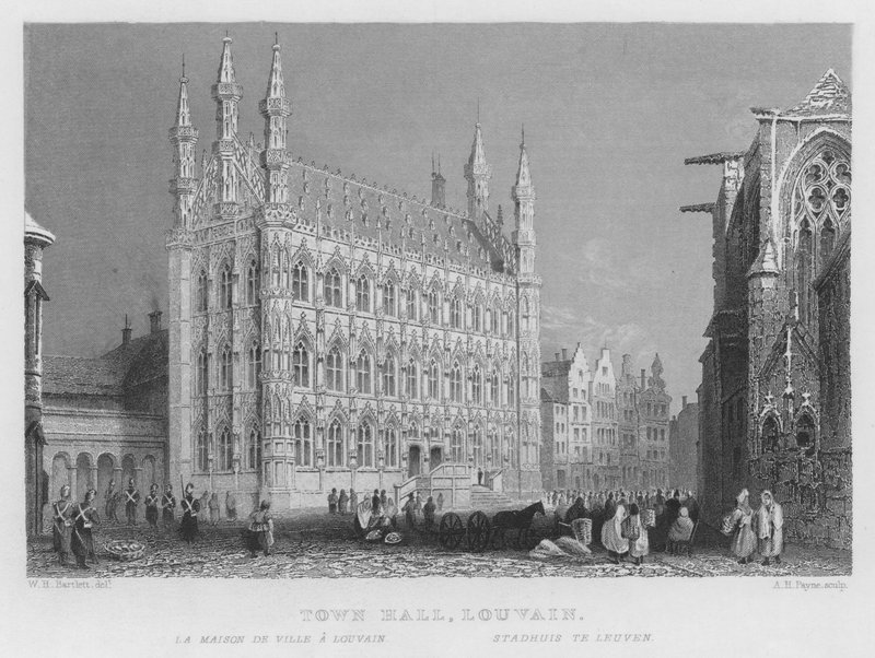 Belediye Binası, Louvain (gravür) by William Henry Bartlett