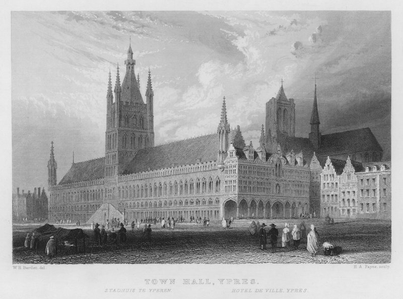 Belediye Binası, Ypres (gravür) by William Henry Bartlett