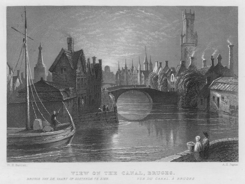 Kanalda Görünüm, Bruges (gravür) by William Henry Bartlett
