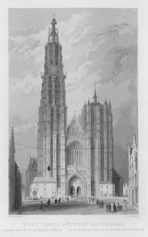 Batı Cephesi, Antwerp Katedrali (gravür) by William Henry Bartlett