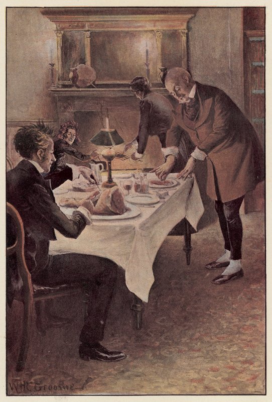 Traddles koyun eti dilimler halinde kesti by William Henry Charles Groome