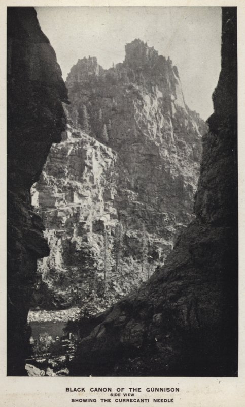 Colorado Kanyonları: Gunnison'un Siyah Kanonu, Yandan Görünüm, Currecanti İğnesini Gösteren (s/b fotoğraf) by William Henry Jackson