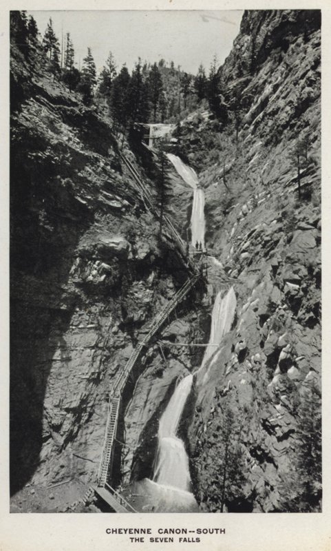 Colorado Kanyonları: Cheyenne Canon, Güney, Yedi Şelale (s/b fotoğraf) by William Henry Jackson