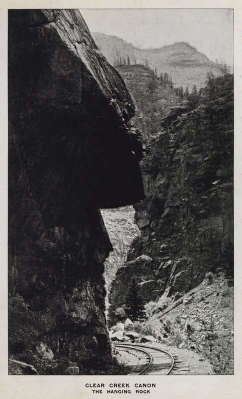 Colorado Kanyonları: Clear Creek Canon, The Hanging Rock (s/b fotoğraf) by William Henry Jackson