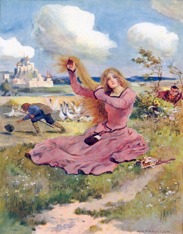 üfleyin esintiler, üfleyin derim, uçurun kaz sürüsünün şapkasını by William Henry Margetson