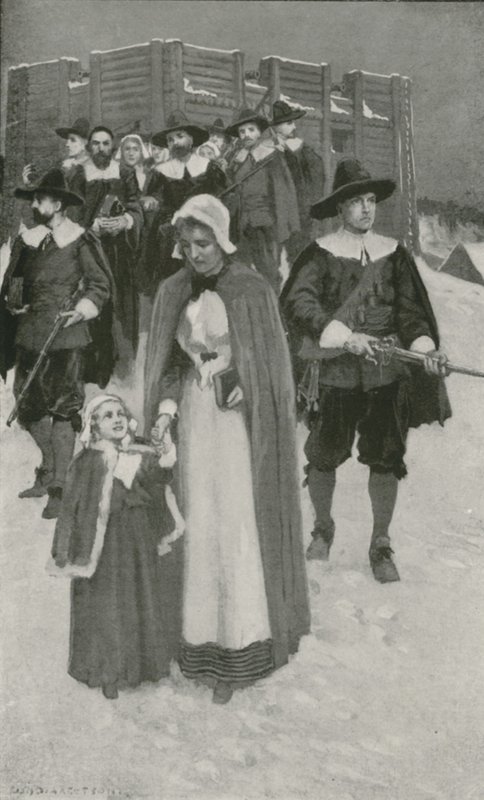 Sabbath-Day with the Pilgrim Fathers at their First Settlement in New Plymouth  by William Henry Margetson