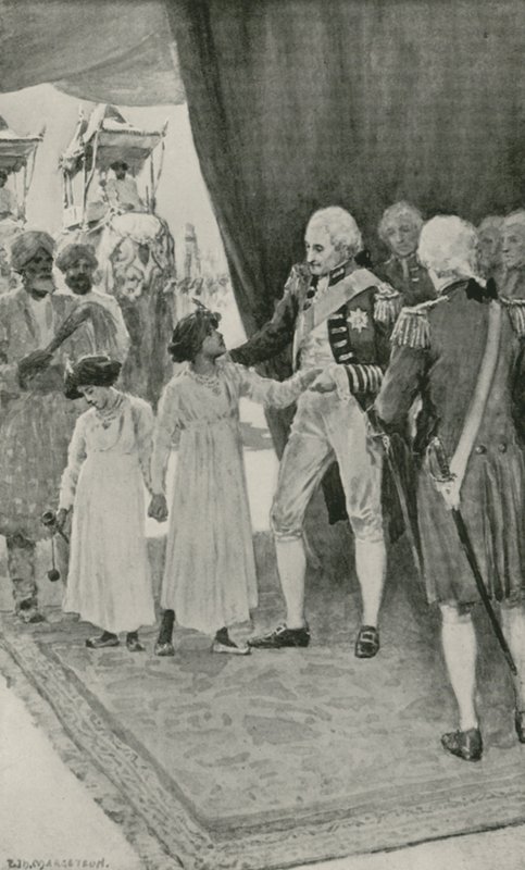 The Sons of Sultan Tippu are received by Lord Cornwallis as Hostages  by William Henry Margetson