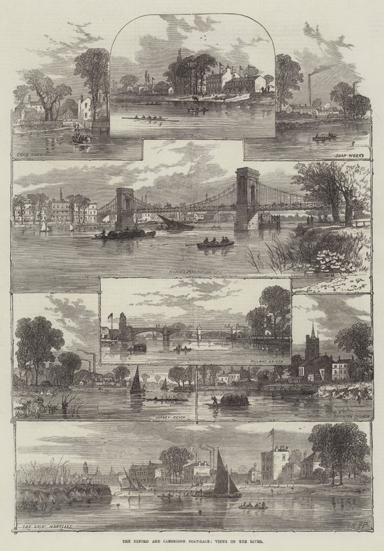 Oxford ve Cambridge Tekne Yarışı, Nehir Manzarası by William Henry Pike