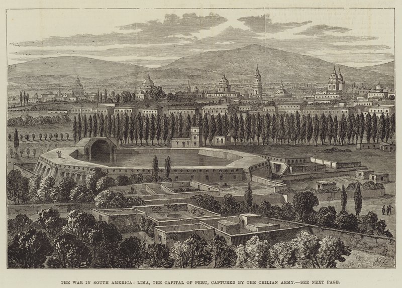 Güney Amerika'daki Savaş, Peru'nun Başkenti Lima, Şili Ordusu tarafından ele geçirildi. by William Henry Pike