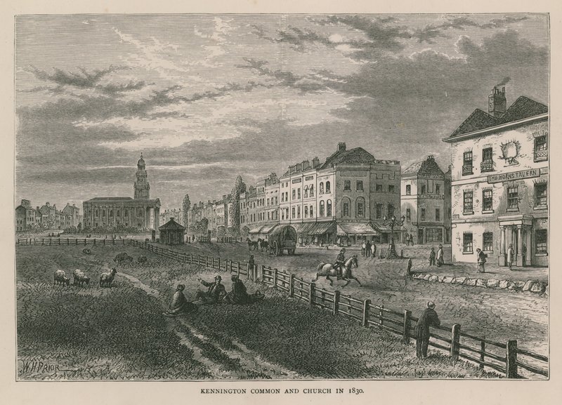 1830 ಟರ್ಕ್‌ನಲ್ಲಿ ಕೆನ್ನಿಂಗ್ಟನ್ ಕಾಮನ್ ಮತ್ತು ಚರ್ಚ್ by William Henry Prior