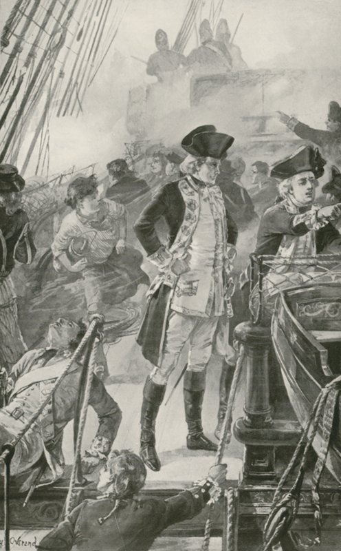 Amiral Rodney, Müthiş Gemide Savaşı Yönetiyor by William Heysham Overend